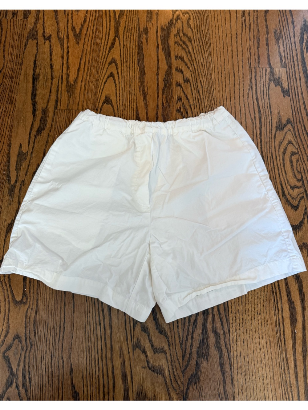 White Women's Cotton Elastic-Waist Shorts